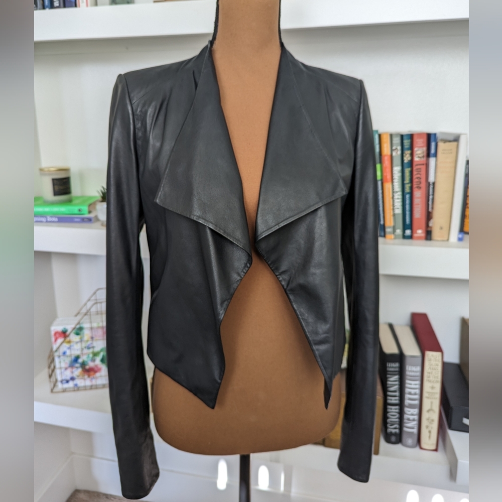 Theory Crossover Leather Paperweight Jacket Size P or XS, 0/00
